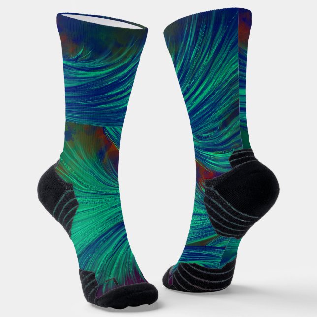 Abstrakte Federn der grünen Marine Socken (Gewinkelt)