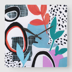 Abstrakte Feldfahrt Quadratische Wanduhr