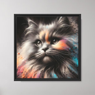 Abstrakte Feline Art Langhaarige Katze Leinwanddruck