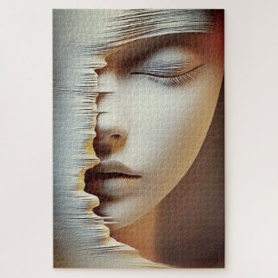 Abstrakte feminine Gesichtswandkunst – Moderne Tex