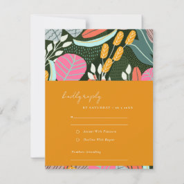 Abstrakte fette tropische Blütenhochzeit RSVP Karte