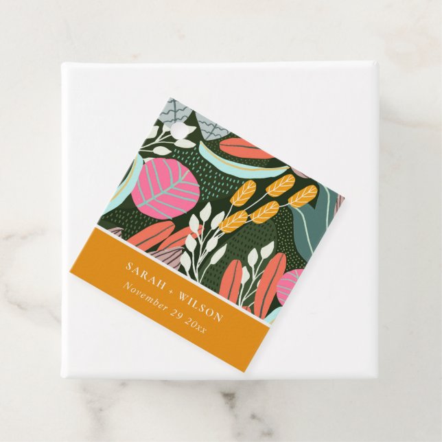 Abstrakte fette tropische botanische Hochzeit Geschenkanhänger (Beispiel)