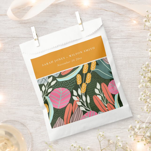 Abstrakte fette tropische botanische Hochzeit Geschenktütchen (Ausgeschnitten)