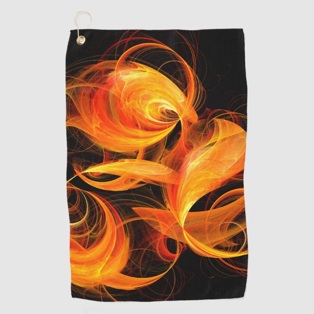 Abstrakte Feuerball-Kunst Golfhandtuch (Vorderseite)
