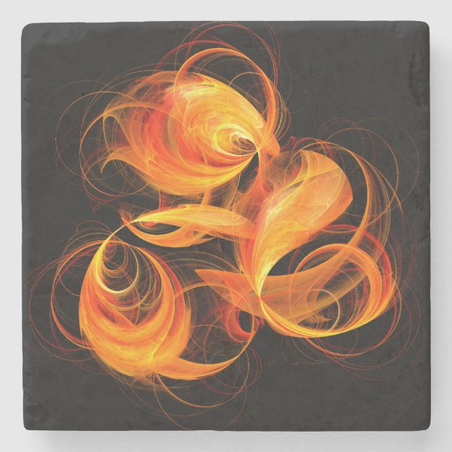 Abstrakte Feuerball-Kunst Steinuntersetzer (Vorderseite)