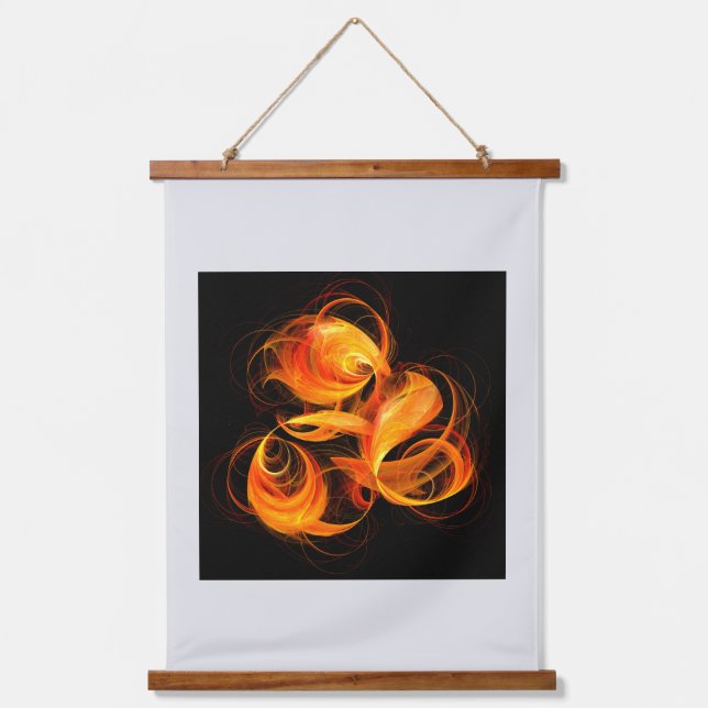 Abstrakte Feuerball-Kunst Wandteppich Mit Holzrahmen (Vorderseite)