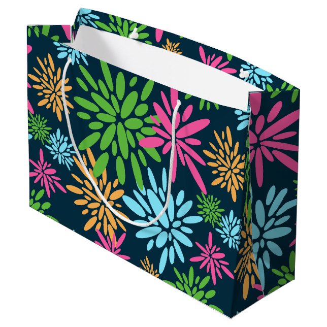 Abstrakte Feuerwerkskörper-Blume Geschenktasche Große Geschenktüte (Rückseite Schrägansicht)