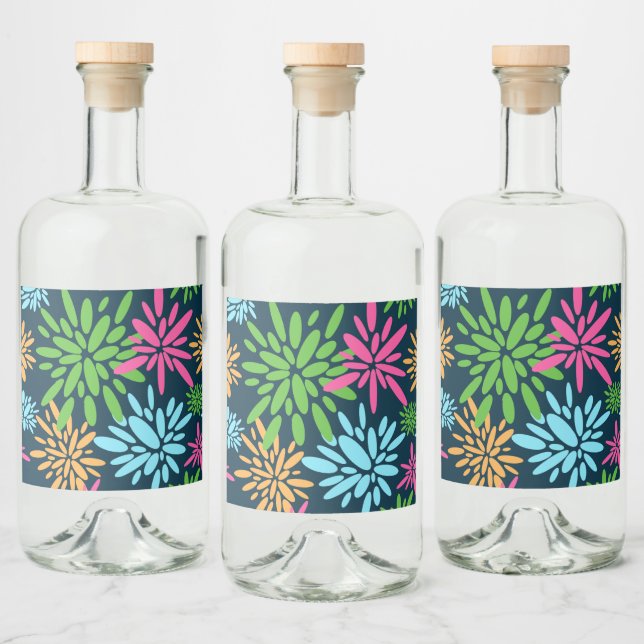 Abstrakte Feuerwerkskörper-Blume Label-Set Alkoholflaschenetikett (Flaschen)