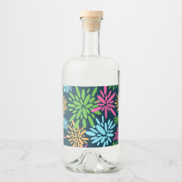 Abstrakte Feuerwerkskörper-Blume Label-Set Alkoholflaschenetikett
