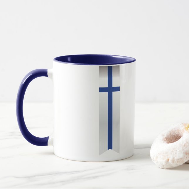Abstrakte Finnland-Flagge, finnische Farben Tasse (Mit Donut)
