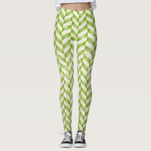 Abstrakte Fischgräte in Grüntönen Leggings