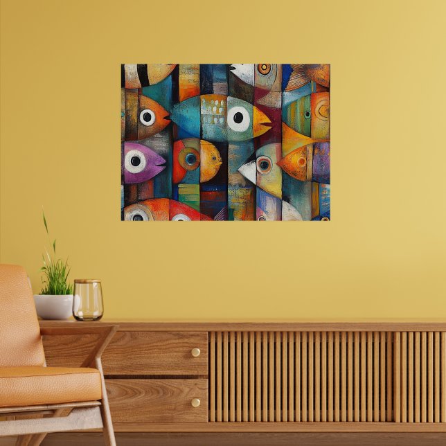 Abstrakte Fischkunst Poster (Wohnzimmer 2)