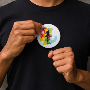 Abstrakte Fitness Kunst der Menschheit Button