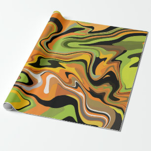 Abstrakte fließende Wellen der Herbstfarben Geschenkpapier