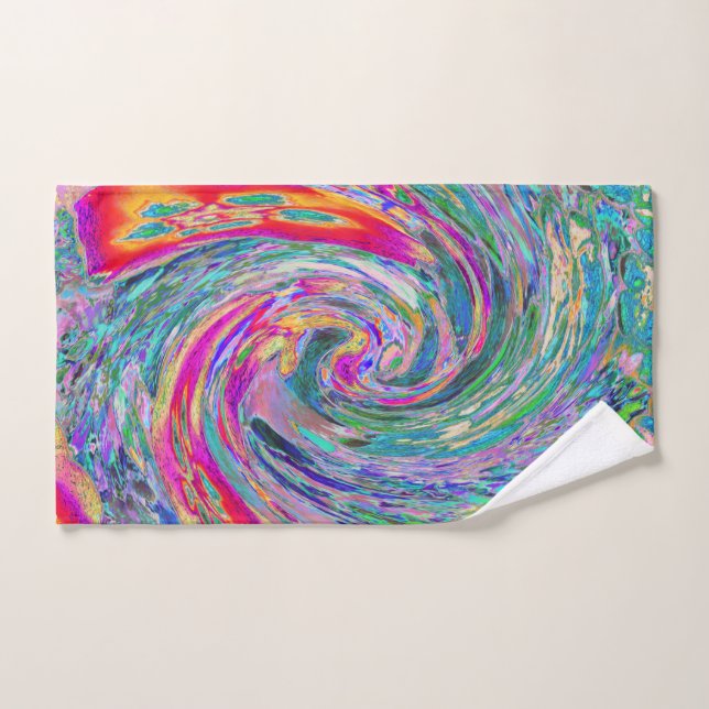 Abstrakte floral Psychedelische Regenbogenwellen Handtuch (Handtuch)