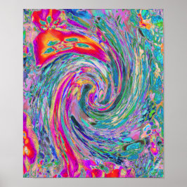 Abstrakte floral Psychedelische Regenbogenwellen Poster