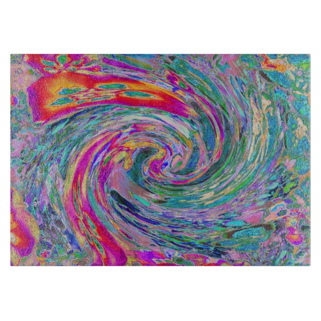 Abstrakte floral Psychedelische Regenbogenwellen Schneidebrett (Vorderseite)