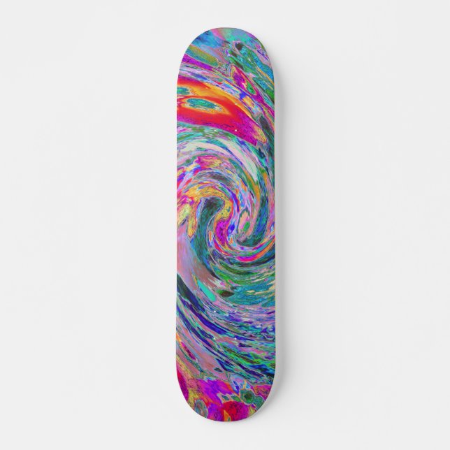 Abstrakte floral Psychedelische Regenbogenwellen Skateboard (Vorne)