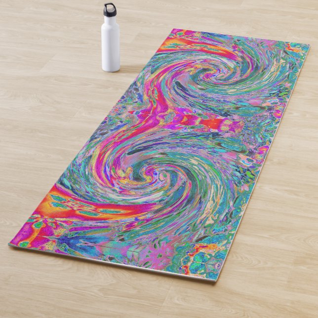 Abstrakte floral Psychedelische Regenbogenwellen Yogamatte (Beispiel)