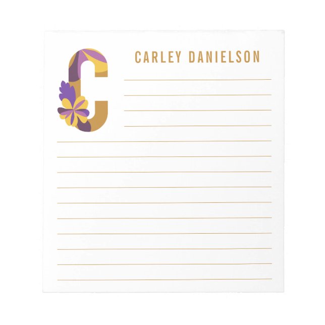 Abstrakte florale Alphabet Linde Notizblock (Vorderseite)