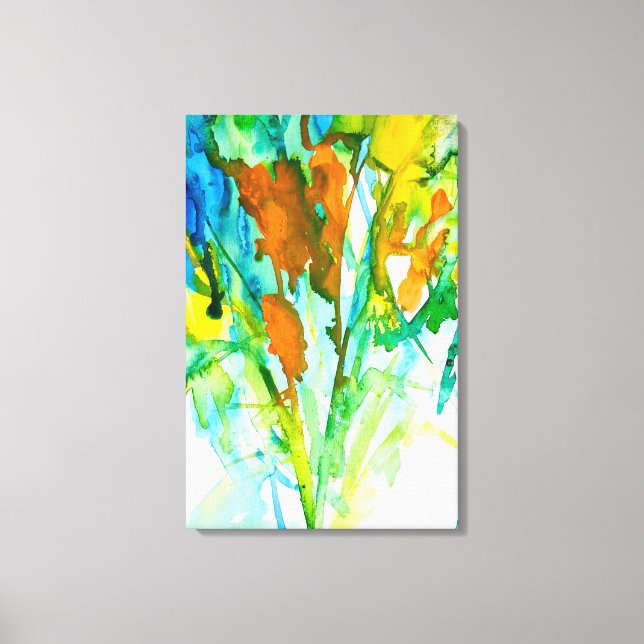 Abstrakte florale Aquarellkunst Leinwanddruck (Vorderseite)