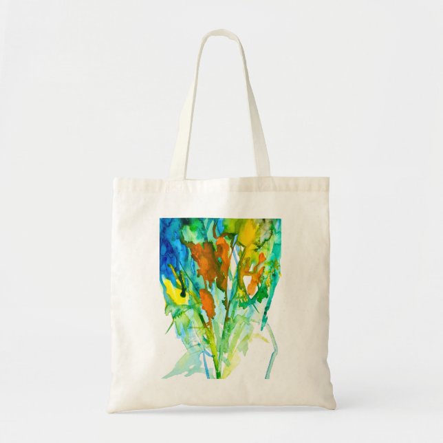 Abstrakte florale Aquarellkunst Tragetasche (Vorne)