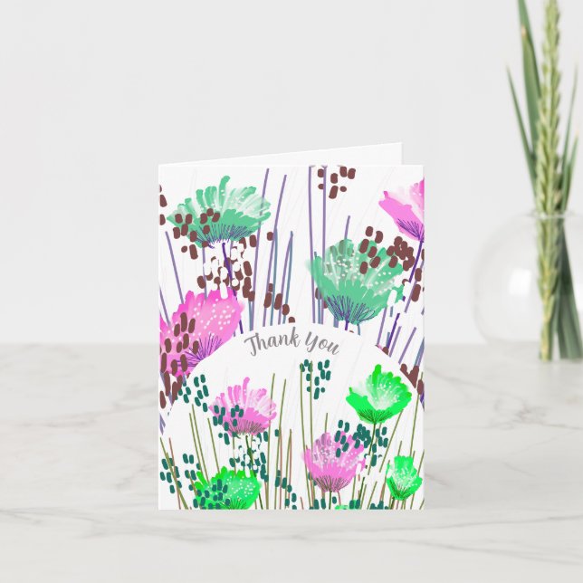 Abstrakte florale Botanische Dankeschön-Karte Dankeskarte (Vorderseite)