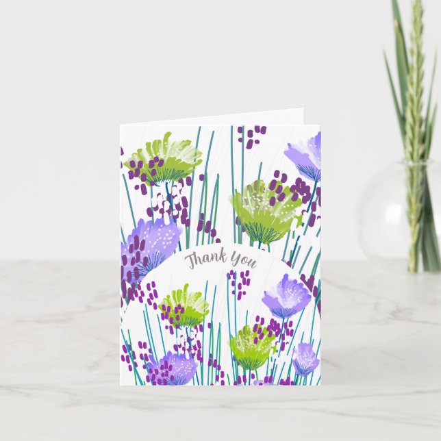 Abstrakte florale Botanische Dankeschön-Karte Dankeskarte (Vorderseite)