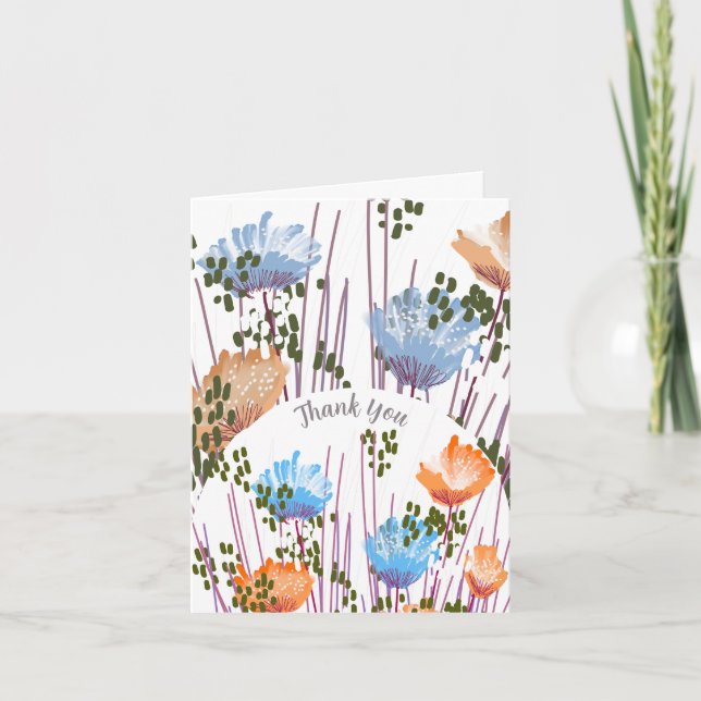 Abstrakte florale Botanische Dankeschön-Karte Dankeskarte (Vorderseite)