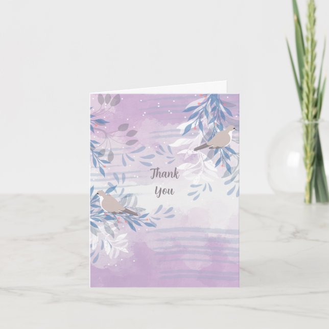 Abstrakte florale botanische Vögel Dankeschön Kart Dankeskarte (Vorderseite)