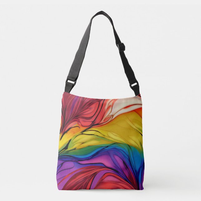 Abstrakte florale Crossbody Totbeutel Tragetaschen Mit Langen Trägern (Vorderseite)