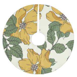 Abstrakte florale Eleganz, nahtloser Hintergrund Polyester Weihnachtsbaumdecke