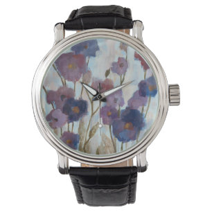 Abstrakte Florale in Lila Armbanduhr