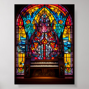 Abstrakte florale Kathedralenorgel-Buntglas-Kunst Poster