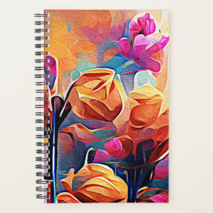 Abstrakte florale Kunst Orange Red Blue Blumen Planer