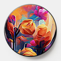 Abstrakte florale Kunst Orange Red Blue Blumen