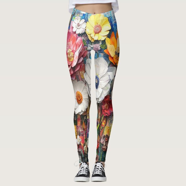 Abstrakte florale Leggings (Vorderseite)