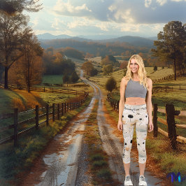 Abstrakte florale Leggings mit weichen Farbtönen