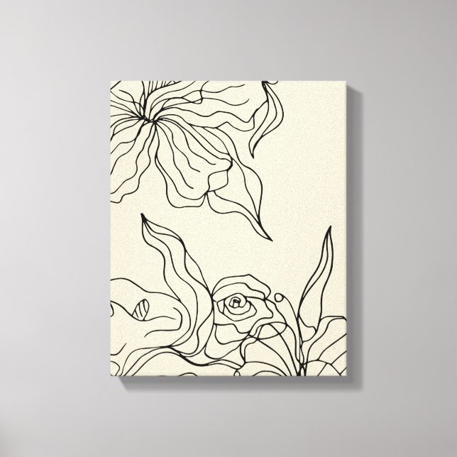 Abstrakte florale Linie Zeichnend Wall Art Leinwanddruck (Vorderseite)