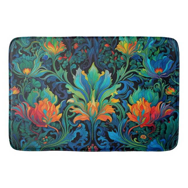 Abstrakte florale Swirl Tapestry kühl lebhaft farb Badematte (Vorderseite)