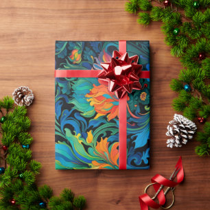 Abstrakte florale Swirl Tapestry kühl lebhaft farb Geschenkpapier