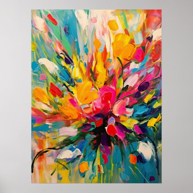 Abstrakte florale Symphonie für Kunst Poster (Vorne)