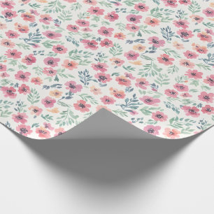 Abstrakte florale Wasserfarbe Teal Pink Pfirsich Geschenkpapier