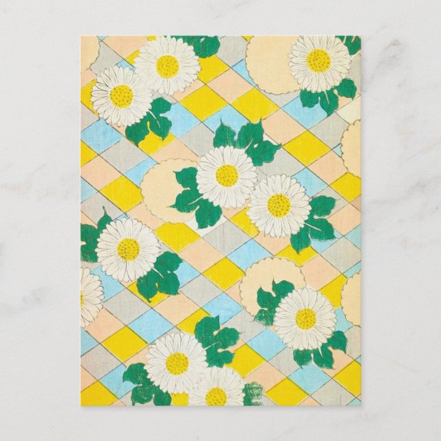 Abstrakte floraljapanische Design-Postkarte Postkarte (Vorderseite)