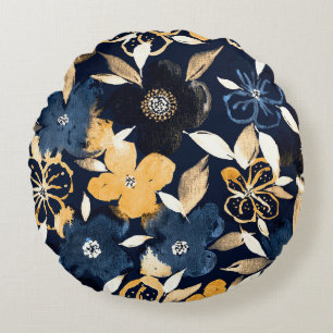 Abstrakte Florals: Farbwiederholtes Muster Rundes Kissen