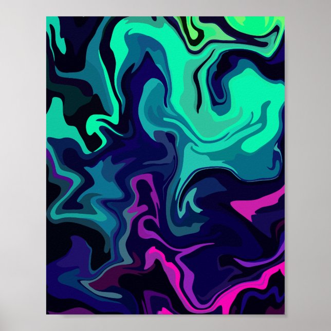 Abstrakte Fluid Art mit lebhaften Farben Poster (Vorne)