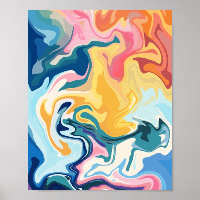 Abstrakte Fluid Art mit lebhaften Farben Poster (Vorne)