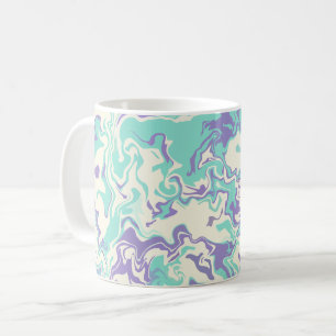 Abstrakte Fluid Art mit Lila und Cyan Waves Kaffeetasse