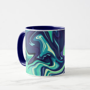 Abstrakte Fluid Art mit Marine und Aquamarinen Wir Tasse