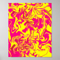 Abstrakte Fluid-Kunst mit Gelb- und Rosa-Wirbel